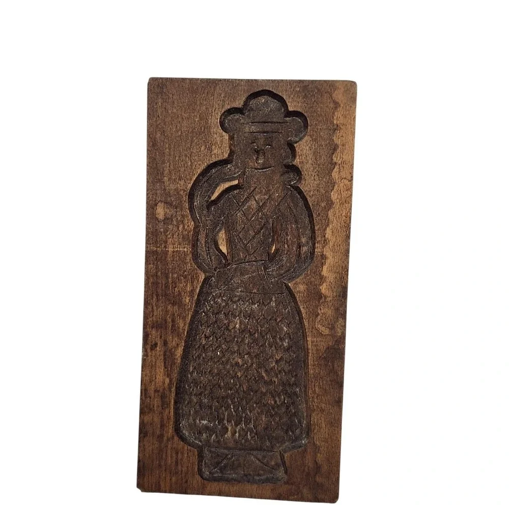 Vintage Antique Dutch Hand-Carved Wood‎ Speculaas Springerle Cookie Mold Figure